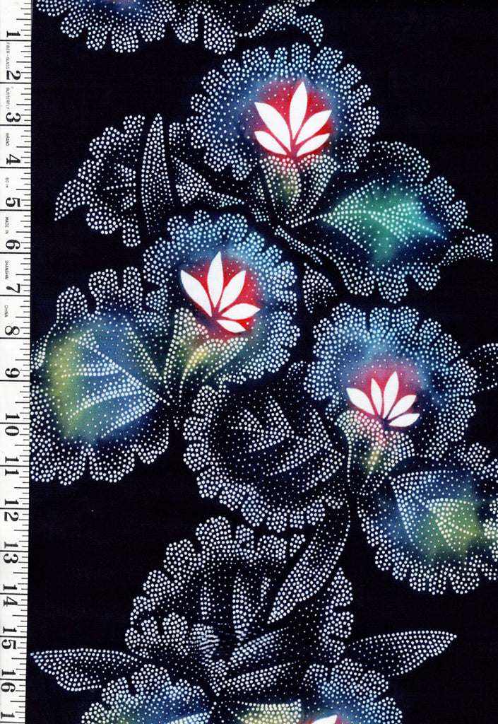 1007 - Yukata Fabric - Tiny Dotted Orchids - Traditional 14" wide - Indigo