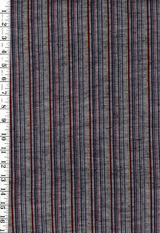 1031 - Japanese Silk - Silk Blend - Tsumugi Stripes - Purple, Maroon, Gray