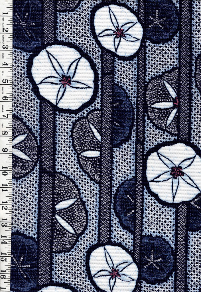 1009 - Yukata Fabric - Shibori Konoko Sand Dollars - Textured - Traditional 14" wide - Indigo