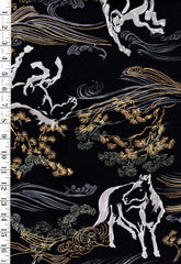 *Japanese - Hokkoh Year of the Horse - Dobby Weave - 1025-1120-4E- Black - By the Half Yard