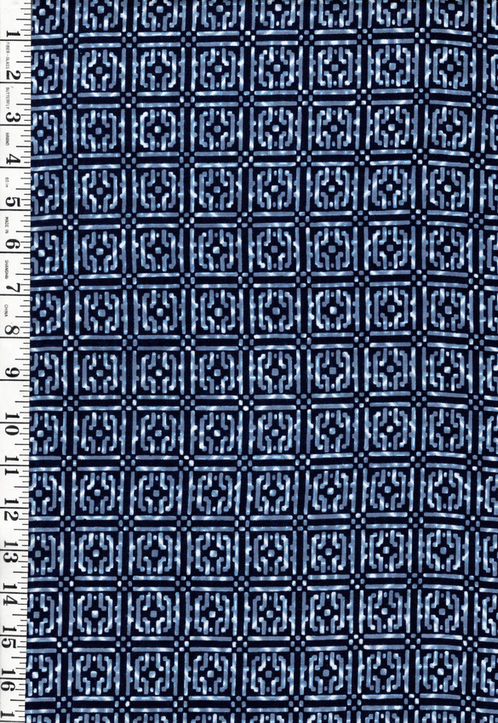 1037- Yukata Fabric - Geometric Squares - Traditional 14" wide - Indigo - By the Half Yard