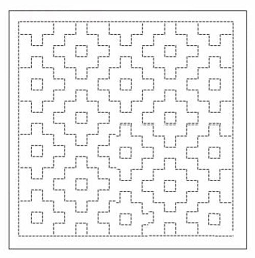 Sashiko Pre-printed Sampler (Olympus) - # 1039  Kakino-hana (Persimmon Flower) - White