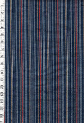 1042 - Vintage Woven Stripe - Japanese cotton fabric - Indigo, Denim, Gold & Brick - By the Half Yard