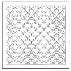 Sashiko Pre-printed Sampler - Olympus - # 2134 Seikaiha (Wave) - Navy