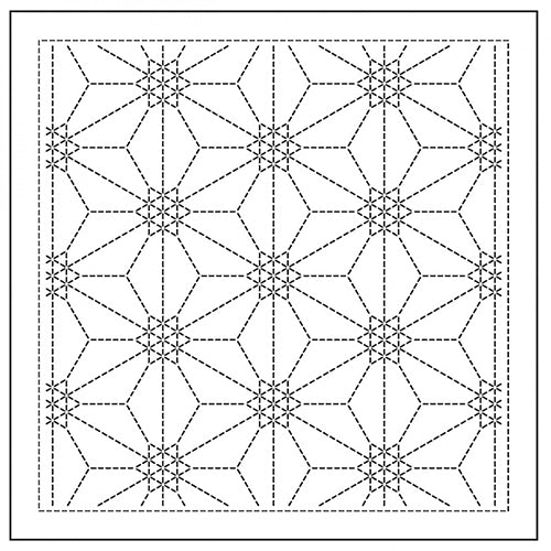 NEW - Sashiko Pre-printed Sampler (Olympus) - # 1138 Rokkaku-kamon - White