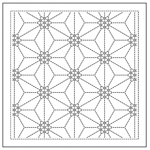 NEW - Sashiko Pre-printed Sampler (Olympus) - # 1138 Rokkaku-kamon  - White