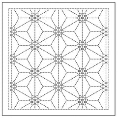 NEW - Sashiko Pre-printed Sampler (Olympus) - # 1138 Rokkaku-kamon - White