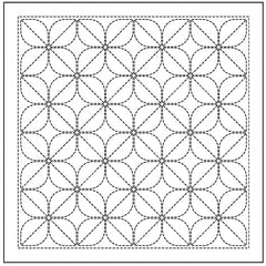 NEW - Sashiko Pre-printed Sampler (Olympus) - # 1141 Kamon - White