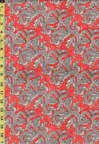 Asian - Kimonos, Koi & Dragons - Dragons Diagonally - 120-4330 - Red - ON SALE - SAVE 20% - By the Yard