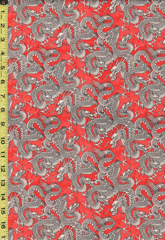 *Asian - Kimonos, Koi & Dragons - Dragons Diagonally - 120-4330 - Red