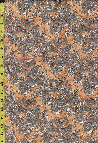 Asian - Kimonos, Koi & Dragons - Dragons Diagonally - 120-4331 - Gold - ON SALE - SAVE 20% - By the Yard