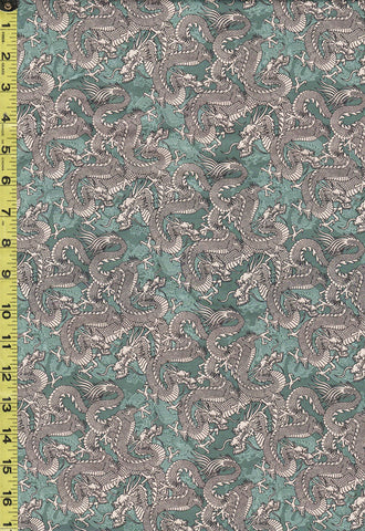 Asian - Kimonos, Koi & Dragons - Dragons Diagonally - 120-4332 - Teal - ON SALE - SAVE 20% - By the Yard