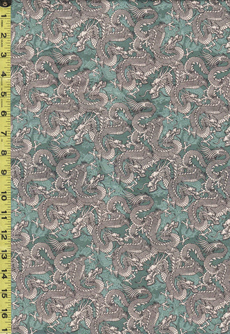 *Asian - Kimonos, Koi & Dragons - Dragons Diagonally - 120-4332 - Teal