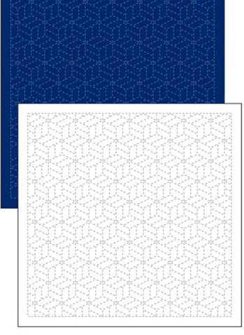 Sashiko Pre-printed Sampler - Daruma Parquet Pattern (Yosegi) - # 1207 - Navy