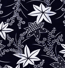 1040 - Yukata Fabric - Maple Leaves & Floral Branches - Traditional 14" wide - Indigo - By the Half Yard