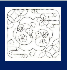 Sashiko Pre-printed Sampler (Olympus) - # 2018 - Toy Lambs & Blossoms - Navy