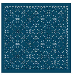 Sashiko Pre-printed Sampler (Olympus) - # 202 Kaku-shippo - Navy