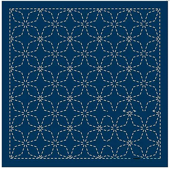 Sashiko Pre-printed Sampler - Olympus - # 202 Kaku-shippo - Navy