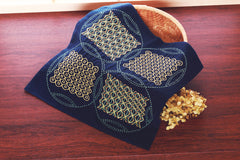 Sashiko Pre-printed Sampler - Kaguri Sashi - Asanoha to Zenisashi - # 2045 - Navy