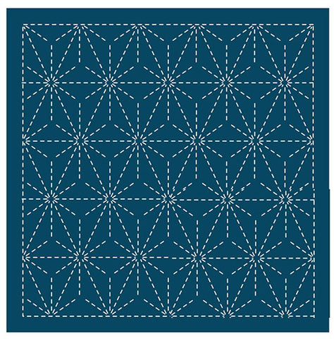 Sashiko Pre-printed Sampler - Olympus - # 206 Asanoha (Hemp Leaf) - Navy