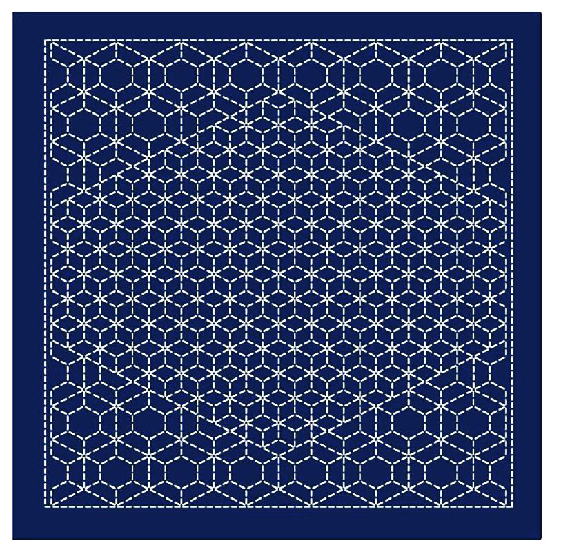 Sashiko Pre-printed Sampler - Olympus - # 2123 Arare Kikko - Navy