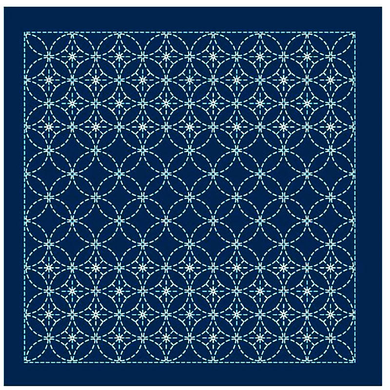 Sashiko Pre-printed Sampler - Olympus - # 2136 Shippou-Tsunagi (Seven Treasures) - Navy