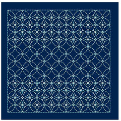 Sashiko Pre-printed Sampler - Olympus - # 2136 Shippou-Tsunagi (Seven Treasures) - Navy
