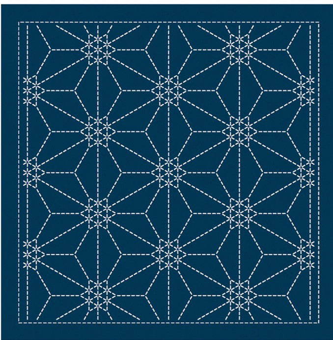 NEW - Sashiko Pre-printed Sampler (Olympus) - # 2138 Rokkaku-kamon - Navy