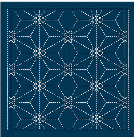 NEW - Sashiko Pre-printed Sampler (Olympus) - # 2138 Rokkaku-kamon  - Navy