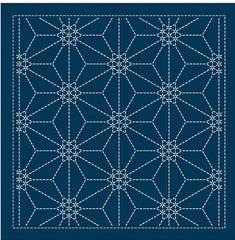 NEW - Sashiko Pre-printed Sampler (Olympus) - # 2138 Rokkaku-kamon - Navy