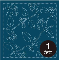 Sashiko Pre-printed Sampler (Olympus) - # 213 Berries & Leafy Branches - Navy