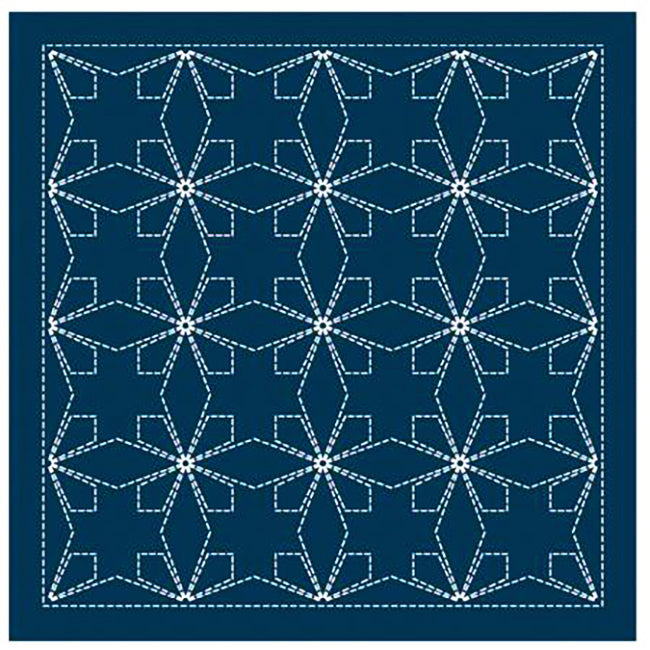 NEW - Sashiko Pre-printed Sampler (Olympus) - # 2140 Tessen - Navy