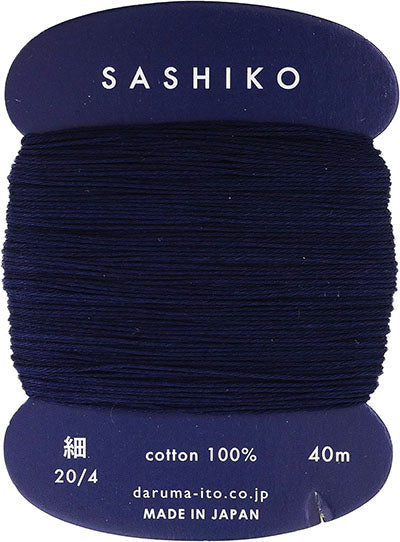 Sashiko Thread - Daruma - Thin Weight - 40m - # 216 Dark Indigo (Almost Black)