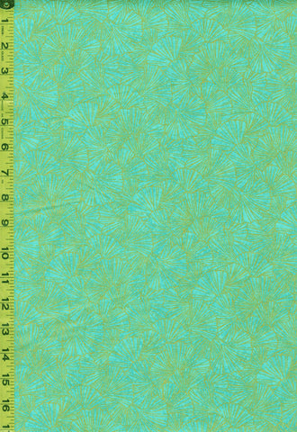 Asian - Northcott Ginkgo - Shimmer Compact Ginkgo Leaves - 26856M-64 - Turquoise - Last 1 1/2 yards