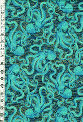 Fabric Art - Northcott Enigma - Octopus & Water Swirls - 28182M-48 - Dark Blue Multi - By the Half Yard - Last 2 Yards