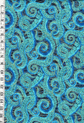 Fabric Art - Northcott Enigma - Octopus Tenacles & Water Swirls - 28183M-48 - Dark Blue Multi - By the Half Yard - Last 2 5/8 Yards