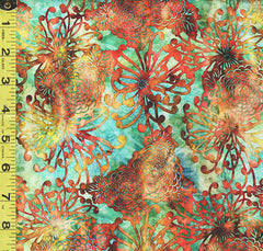 *Tropical - Valencia - Compact Chrysanthemums - 29033-O - Orange & Green - By the Half yard