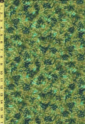 Fabric Art - Mediterranean - Gold Metallic Leafy Sprigs - 29830-F - Greens - ON SALE - 20% OFF - By the Yard