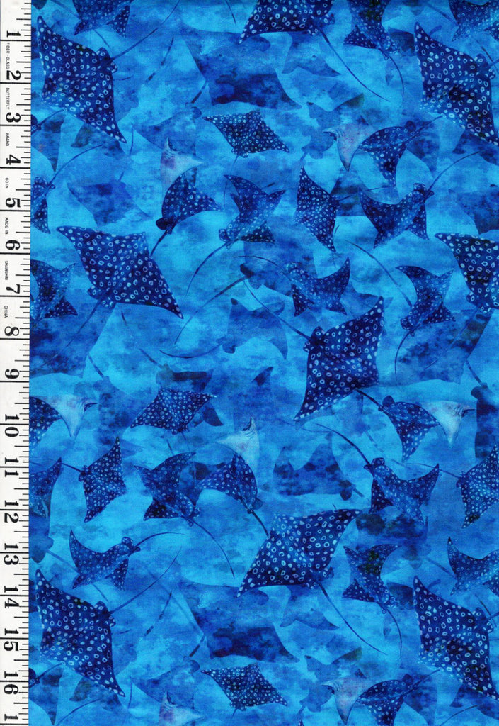 *Tropical - In the Beginning - CALYPSO III - Blue Tonal Stingrays - 36CAL-1 - BLUE - By the Half Yard (Copy) (Copy)