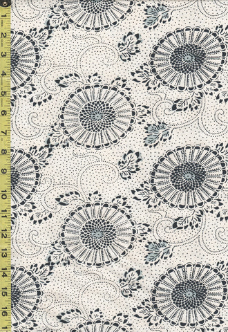 *Japanese - Moda Indigo Blooming - Stylized Mums & Dotted Vines - 48090-18 - Sand - ON SALE - SAVE 20% - By the Yard