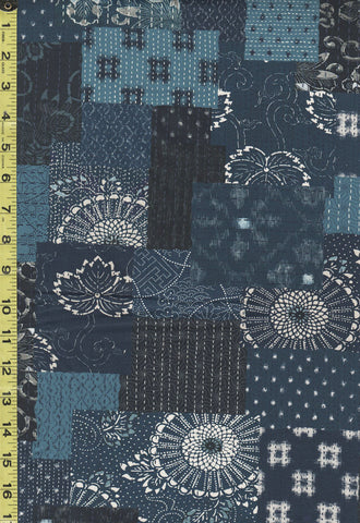 *Japanese - Moda Indigo Blooming - Boro-Style Patchwork - 48098-12 - Blue, Navy & Midnight