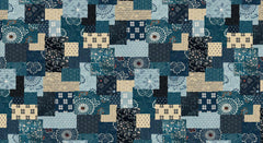 *Japanese - Moda Indigo Blooming - Boro-Style Patchwork - 48098-11 - Blue, Navy & Sand