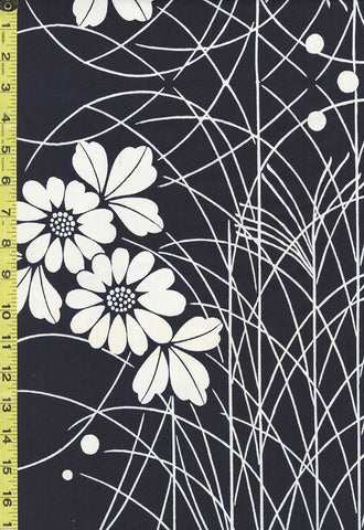 Yukata Fabric - 050 - Daisies & Long Grasses - Indigo
