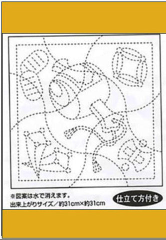 Sashiko Pre-printed Sampler (Olympus) - # 588 Japanese Toys - Dark Gold - ON SALE - $4.00 each