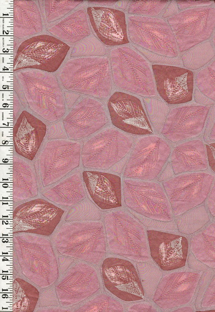 306 - Japanese Silk - Silk Blend - Textured Leaves - Brown, Mauve