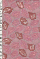 306 - Japanese Silk - Silk Blend - Textured Leaves - Brown, Mauve