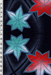 Yukata Fabric - 924 - Colorful Floating Maple Leaves - Indigo - Small Flaw - ON SALE