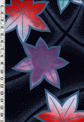 Yukata Fabric - 924 - Colorful Floating Maple Leaves - Indigo - Small Flaw - ON SALE