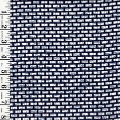 0966 - Yukata Fabric - Tiny Wavey Bars - Indigo & Gray