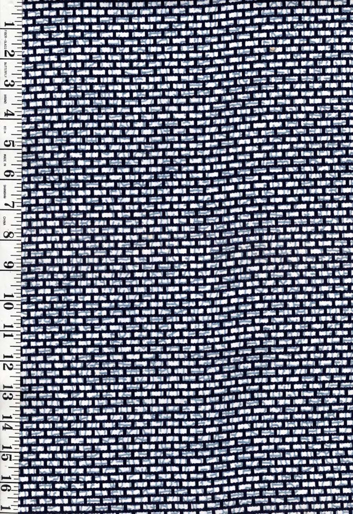 0966 - Yukata Fabric - Tiny Wavey Bars - Indigo & Gray